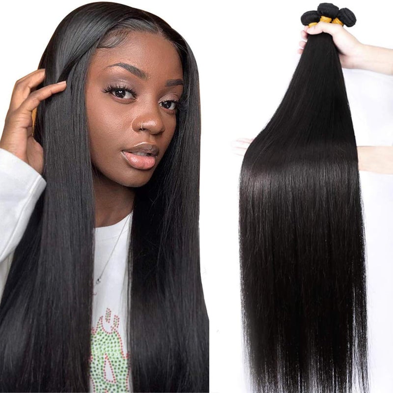 ROYAL IMPRESSION 12A Brazilian Straight Bundles Human Hair 16" 18" 20" 300g 100% Unprocessed Virgin Straight Human Hair Bundles Double Weft Quick Weave Hair 3 Bundles Deals Natural Color - Image 1